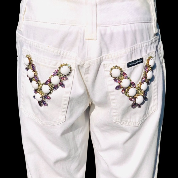 Dolce Gabbana white jeans with crystals Sz 30 x 32 - Picture 4 of 16